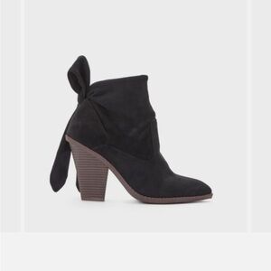 JustFab Mattie Black Tie Suede Ankle Boots
